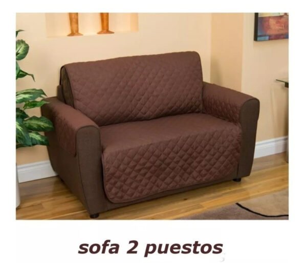 Protector de Sofá Reversible Marrón Crema 2 Puestos