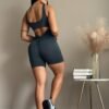 Enterizo Atlético Corto con Push Up y Cremallera Frontal
