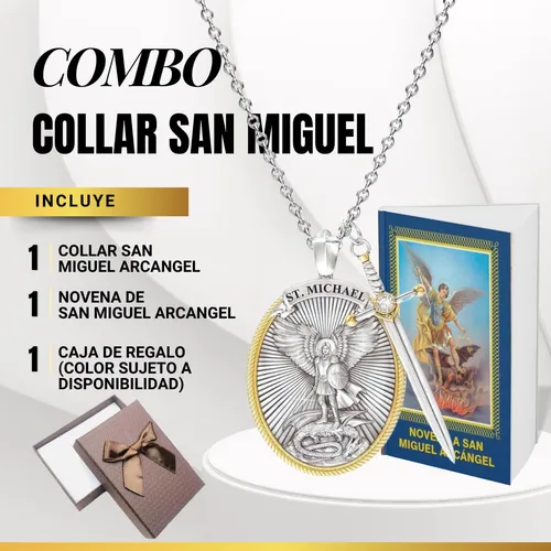 Collar San Miguel Arcángel en Acero Inoxidable + Caja de Regalo