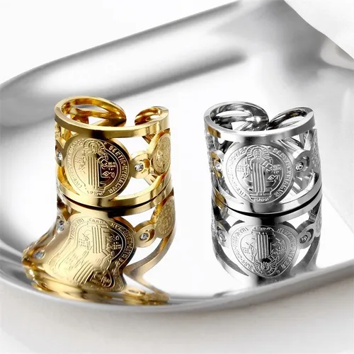 Anillo de San Benito Ajustable en Cobre Galvanizado + Caja de Regalo