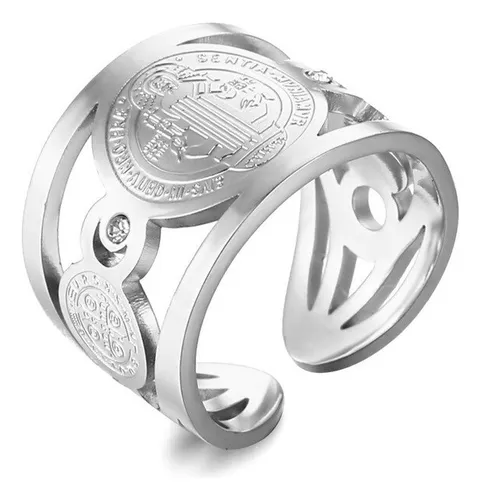 Anillo de San Benito Ajustable en Cobre Galvanizado + Caja de Regalo