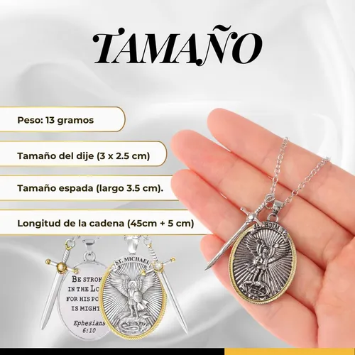 Collar San Miguel Arcángel en Acero Inoxidable + Caja de Regalo