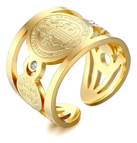 Anillo de San Benito Ajustable en Cobre Galvanizado + Caja de Regalo