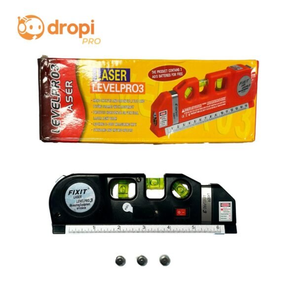 Nivel Láser Fixit Level Pro 3 con Cinta Métrica y Niveles de Burbuja