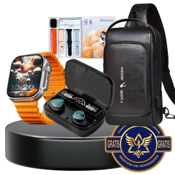 Combo Ultra Pack 3 en 1 | Maleta Antirrobo | Audífonos M10 | Reloj T20 Ultra