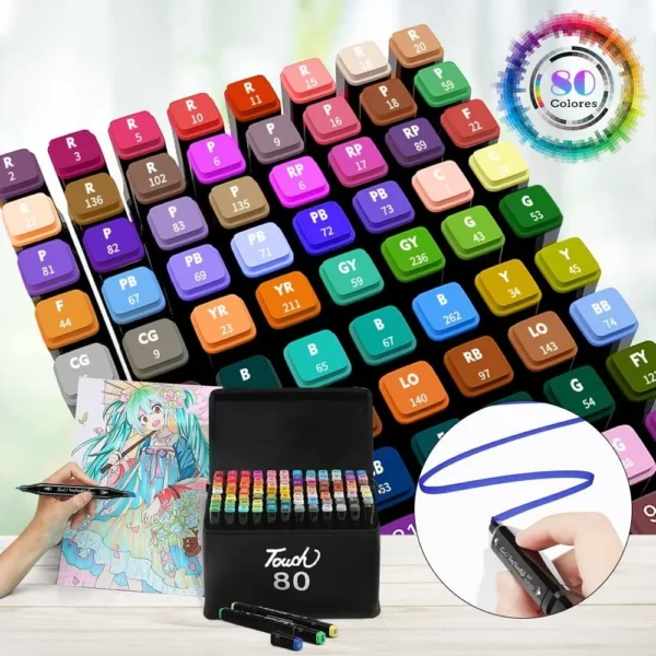 Juego de Marcadores 80 Piezas + Papel de Colorear para Niños