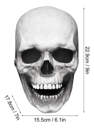 Máscara Látex Calavera con Mandíbula Móvil y Ojos LED