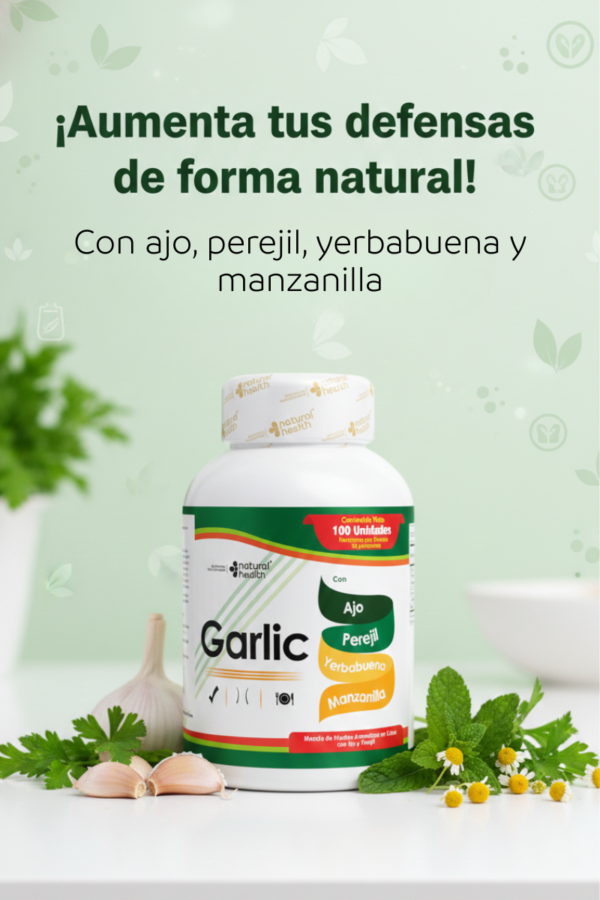 Garlic – Suplemento de Ajo con Perejil, Yerbabuena y Manzanilla